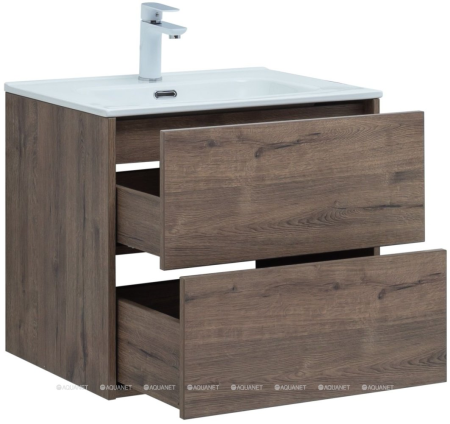 Тумба c раковиной Aquanet Lino 60 (Flat) дуб веллингтон 