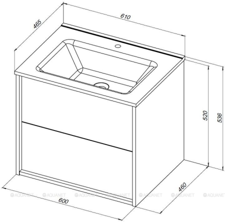 Тумба c раковиной Aquanet Lino 60 (Flat) дуб веллингтон 