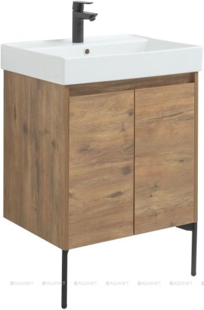 Тумба с раковиной Aquanet Nova Lite 60 дуб рустикальный (2 дверцы) 