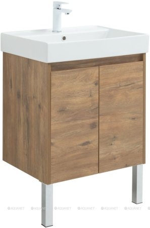 Тумба с раковиной Aquanet Nova Lite 60 дуб рустикальный (2 дверцы) 