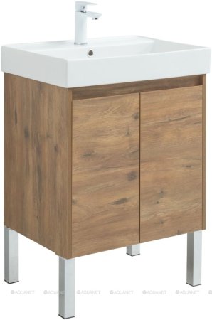 Тумба с раковиной Aquanet Nova Lite 60 дуб рустикальный (2 дверцы) 