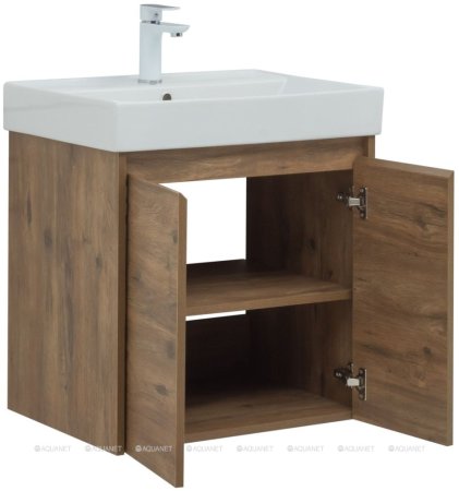 Тумба с раковиной Aquanet Nova Lite 60 дуб рустикальный (2 дверцы) 