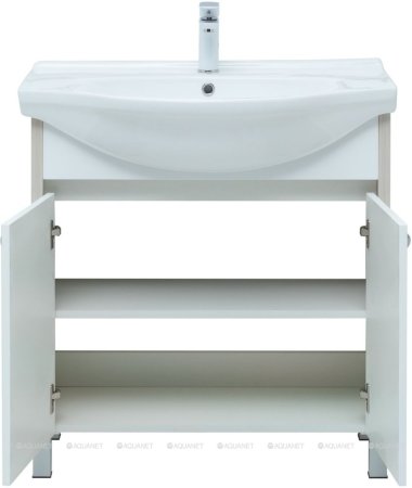 Тумба с раковиной Aquanet Донна 80 белый дуб/белый (2 дверцы) 