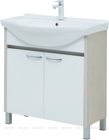 Тумба с раковиной Aquanet Донна 80 белый дуб/белый (2 дверцы) 