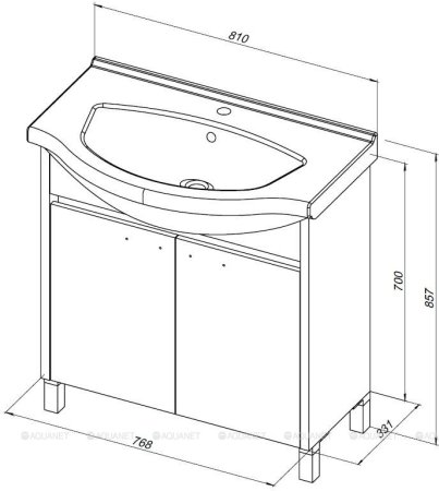 Тумба с раковиной Aquanet Донна 80 белый дуб/белый (2 дверцы) 