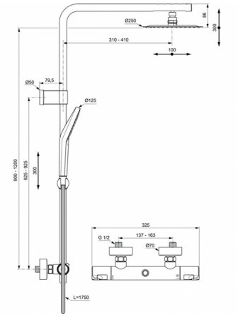 Душевая система Ideal Standard Ceratherm T50 A7704AA с термостатом Хром 