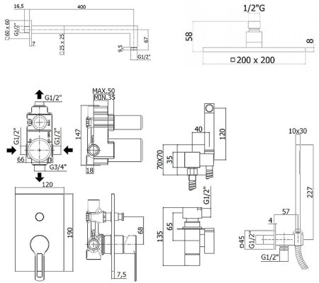 Душевой комплект Paffoni Ringo KITZRIN015NO/M из душевой системы с гигиеническим душем Черный матовый 