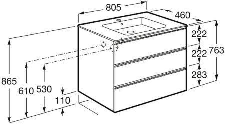 Тумба под раковину Roca The Gap 80 A857406806 подвесная Белый глянец 