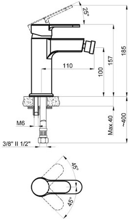 Смеситель для биде Azario Tevis AZ-15496601 Хром 