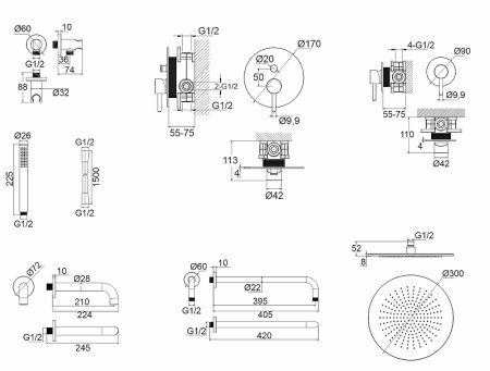 Душевая система Whitecross Y gold YSET07GL Золото 