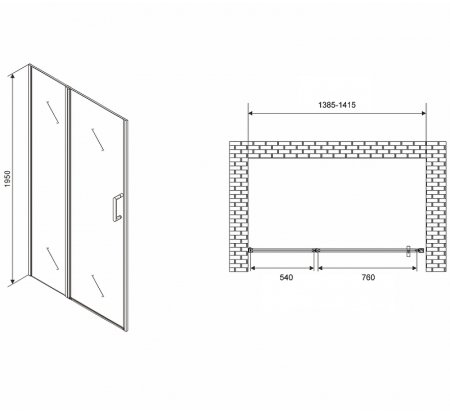 Душевая дверь Abber Sonnenstrand 140 AG04140S профиль Хром стекло прозрачное 