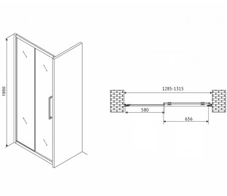 Душевая дверь Abber Schwarzer Diamant 130 AG30130MH профиль Хром стекло матовое 