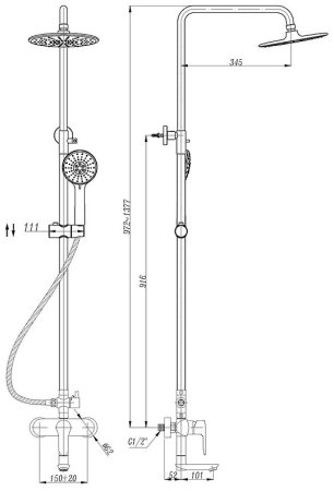 Душевая система Abber AF8316B Черный матовый 