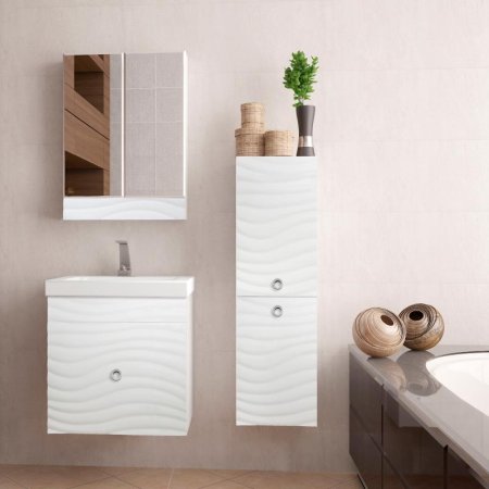 Шкаф пенал Style Line Вероника 36 Люкс подвесной Белый глянец 