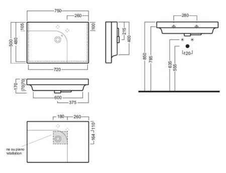 Раковина Hatria Grandangolo SX 75 см 