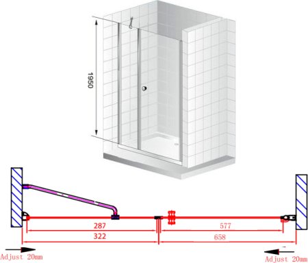Душевая дверь в нишу Cezares Elena B11 30/70 P Cr R 