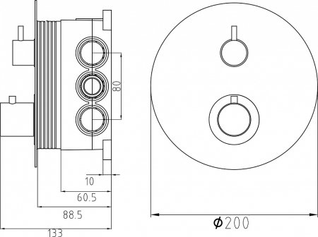 Термостат Gllon GL-CM-R-2-T С ВНУТРЕННЕЙ ЧАСТЬЮ, для ванны с душем 