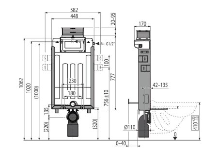 Система инсталляции для унитазов AlcaPlast Renovmodul AM119/1000 