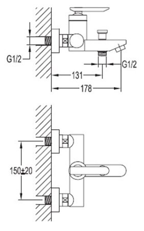Смеситель Cezares Siesta SIESTA-VD-01 для ванны с душем 