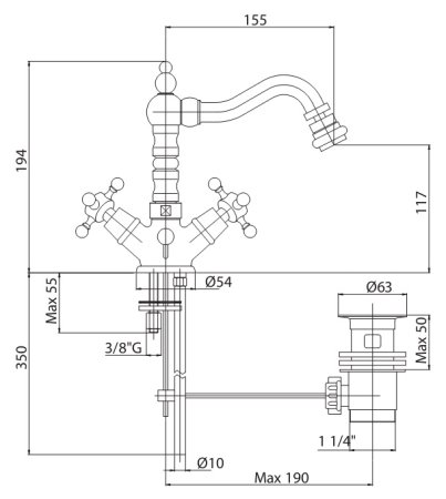 Смеситель Cezares Golf GOLF-BS2-03 для биде 