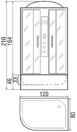 Душевая кабина River Nara 120x80 МТ L 10000002822 с поддоном 