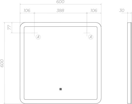 Зеркало VIGO Wing z.WIN.60.Classic, 60 см 