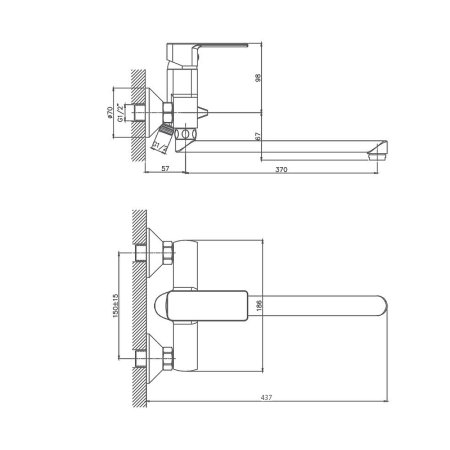 Смеситель однорычажный для ванны длинный излив 40F HAIBA CRON CN22129 