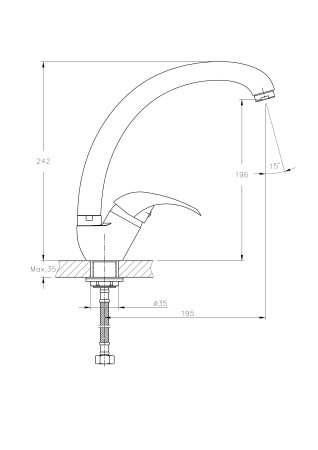 Смеситель для кухни гайка HAIBA HB4315-K 
