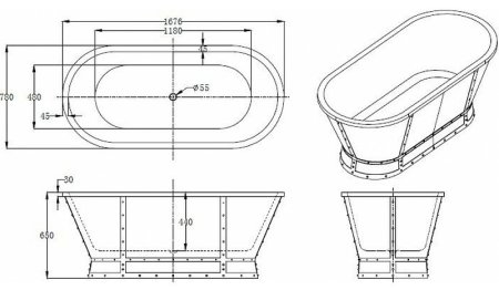 Акриловая ванна BelBagno 168x78 BB35 Белая глянцевая 