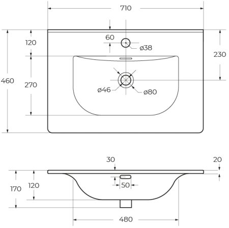 Керамическая раковина BelBagno BB-8099-70 