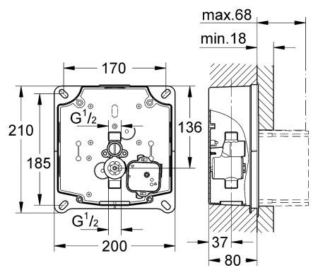 Привод бесконтактного смыва Grohe Tectron Skate 37321001 хром 