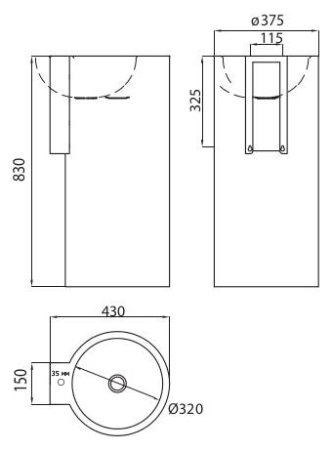 Рукомойник Senda Redo-t satin w с отверстием под смеситель 