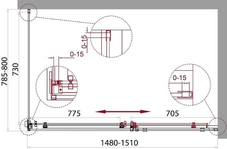 Душевой уголок BelBagno Acqua 150х80 ACQUA-AH-1-150/80-C-Cr профиль Хром стекло прозрачное 