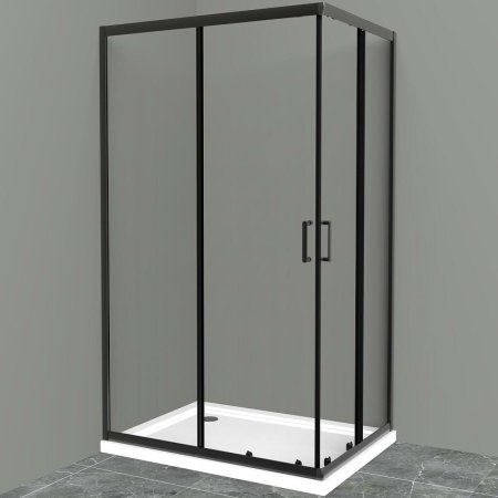 Душевой уголок BelBagno Uno 100х80 UNO-195-AH-2-100/80-C-NERO профиль Черный матовый стекло прозрачное 