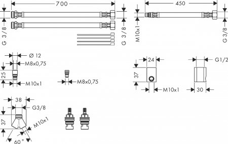 Смеситель Axor Uno для раковины, с подводкой 