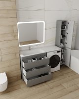 Тумба напольная STYLELINE "Даллас 150" 3 ящика Люкс Плюс серая с раковиной ESTETUS Даллас 1500*482 левый