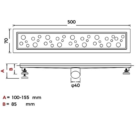 Душевой лоток Gappo G85007-2 нержавеющая сталь 500x70 мм 