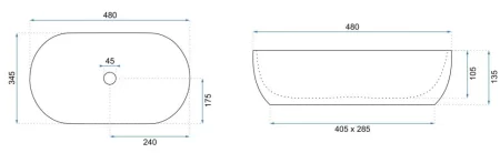 Раковина 48х34,5 см Rea Amelia REA-U7411 