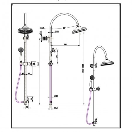 Душевая система Boheme Imperiale 402 Золото 