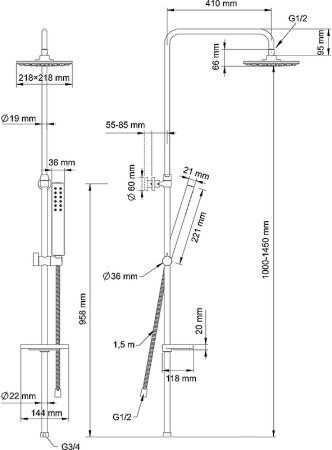 Душевая система Swedbe Calypso 5066 Хром 
