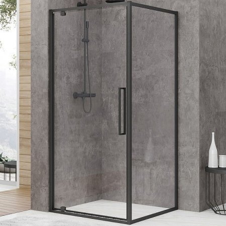 Душевой уголок Black&White Stellar Wind S877 90х90 8779090 профиль Черный стекло прозрачное 