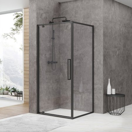 Душевой уголок Black&White Stellar Wind S877 90х90 8779090 профиль Черный стекло прозрачное 