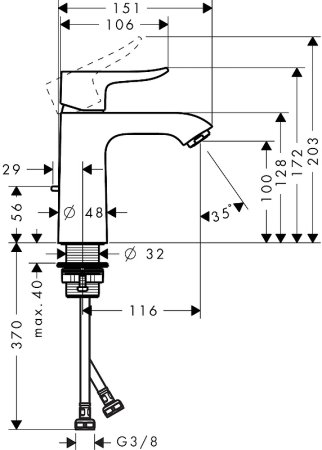 Смеситель для раковины Hansgrohe Metris 31121000 Хром 