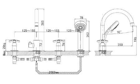 Смеситель для ванны на 4 отверстия D&K Lorsch Hessen DA1414901 хром 