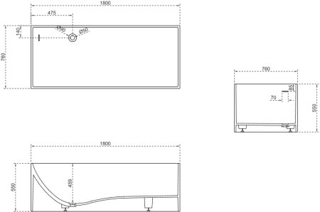 Ванна из искусственного камня ABBER Stein AS9642-1.8 белая матовая 