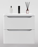 Тумба подвесная "Марелла 70" (2 ящ.) Люкс антискрейтч белый матовый, PLUS