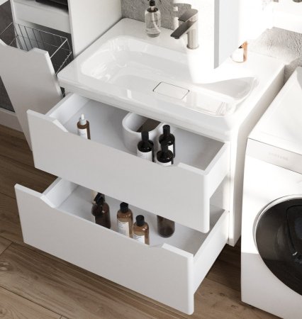 Тумба подвесная "Марелла 70" (2 ящ.) Люкс антискрейтч белый матовый, PLUS 