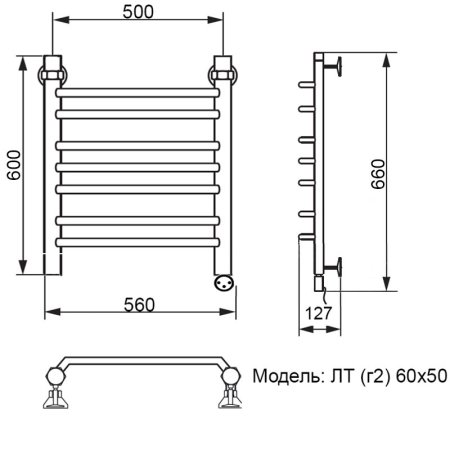 Полотенцесушитель электрический Ника Trapezium ЛТ (г2) 60х50 правый тэн 