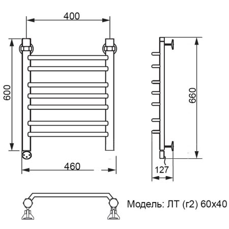 Полотенцесушитель электрический Ника Trapezium ЛТ (г2) 60х40 левый тэн 