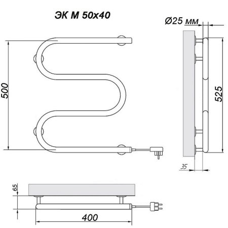 Полотенцесушитель электрический Ника Simple ЭК М-образный 50х40 